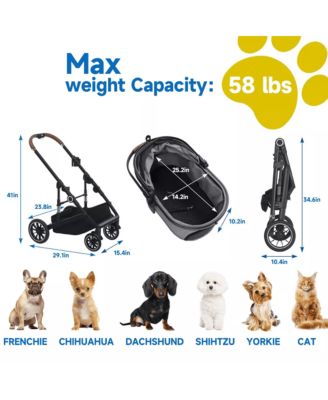  3-in-1 Folding Pet Stroller with Detachable Carrier for Small to Medium Dog and Cat up to 50 lbs, Pet Stroller with Storage Basket, Blue
