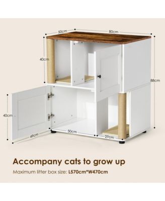 Double-Cat Litter Enclosure with Dual Chambers and Shelf for 2 Cats, Universal Fit Vintage