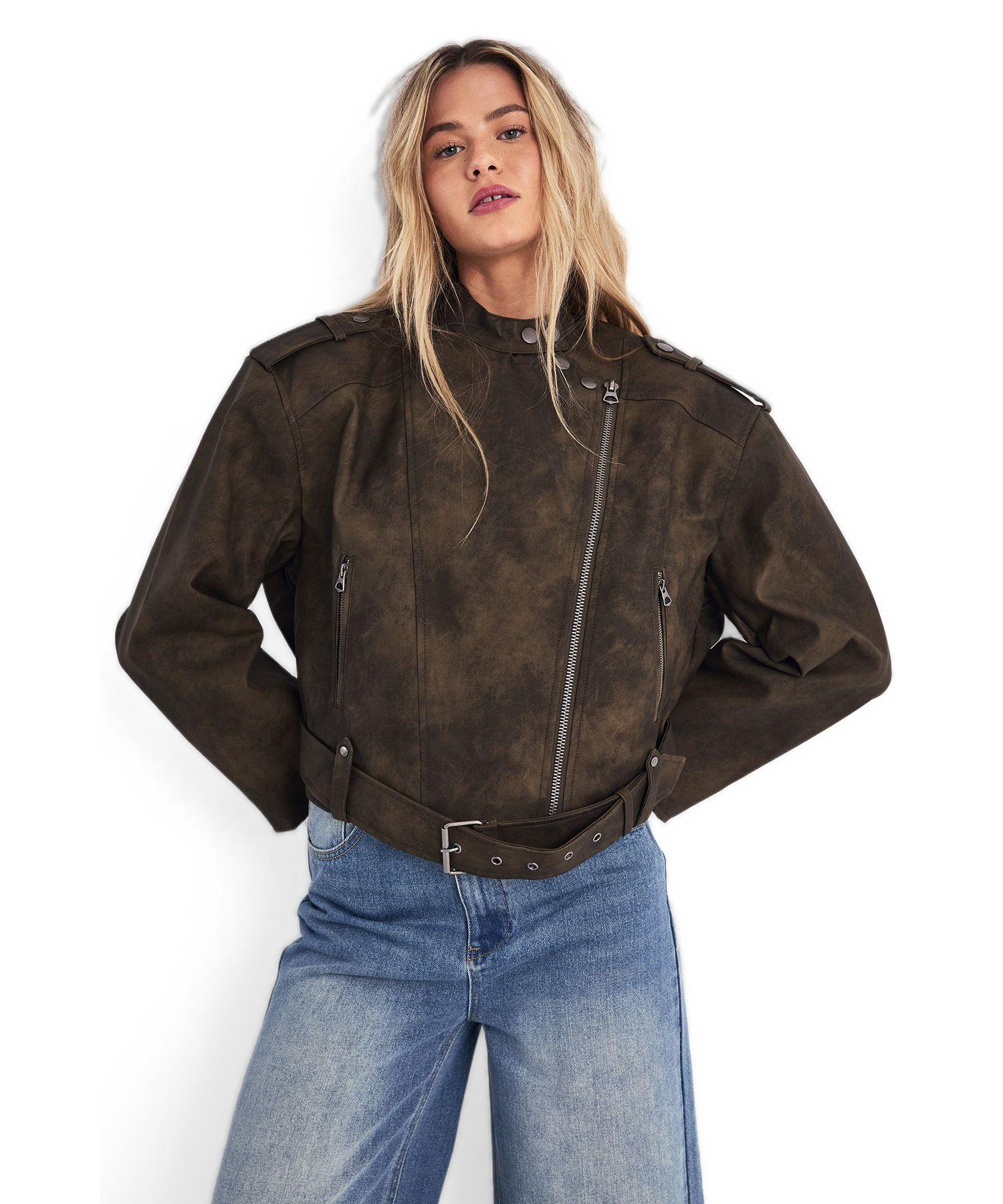 Women's Cropped Biker Jacket