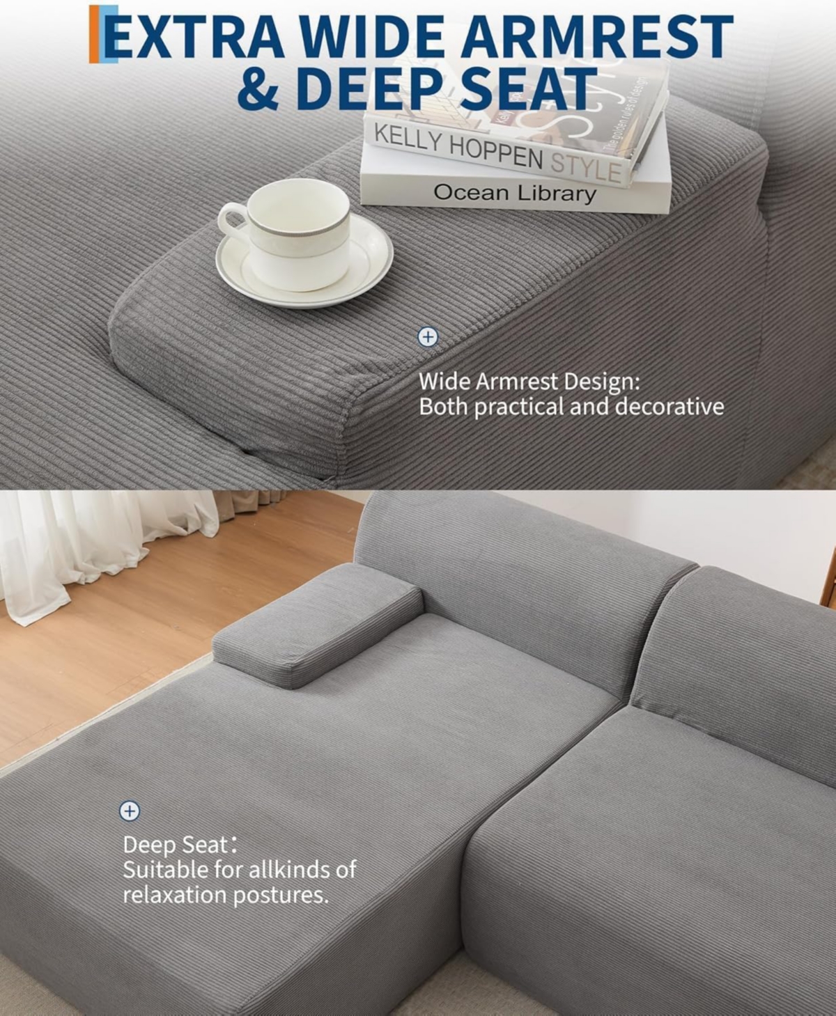 gaomon Modular Cloud Sofa Sectional, Sectional Couch with Deep Seat