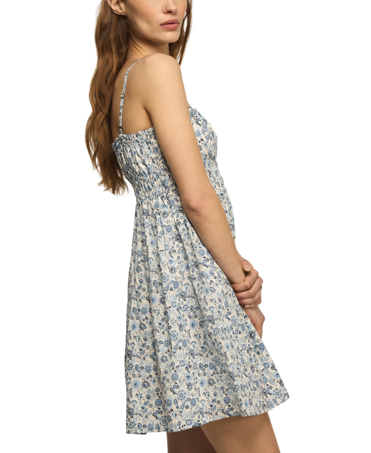 Women's Floral Sweetheart Neck Mini Dress