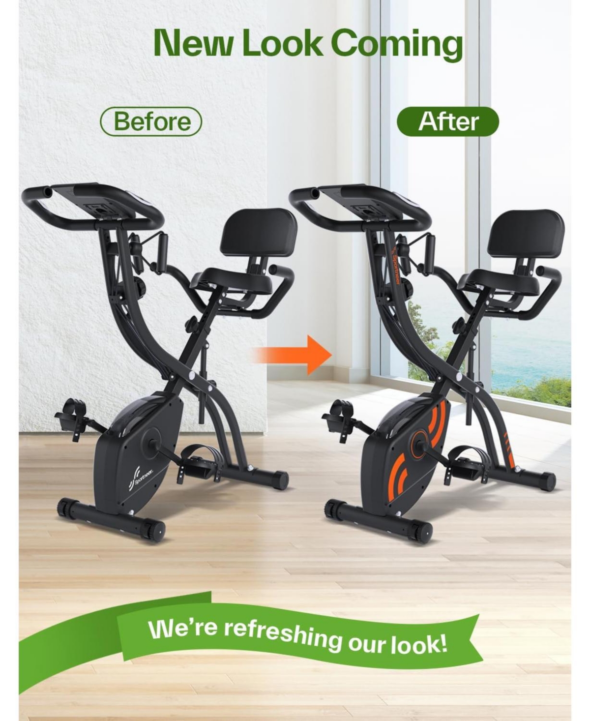 Sportneer Foldable Stationary Bike 4 in 1 Indoor Cycling with 16 Level Magnetic Resistance Arm Band Pvc Floor Mat for Home Gym Workout