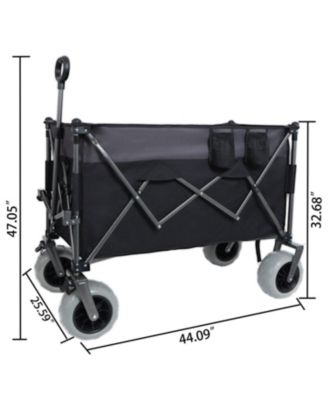 300L XL Folding Storage Wagon Utility Cart with All Terrain Wheels, Brakes and Cup Holders