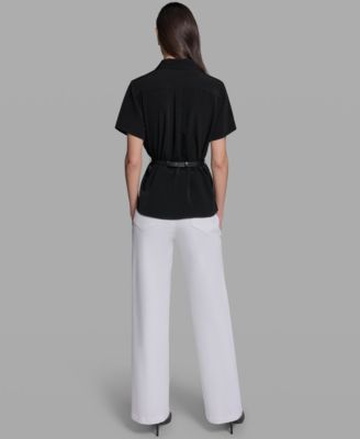 Women's Belted Short-Sleeve Top