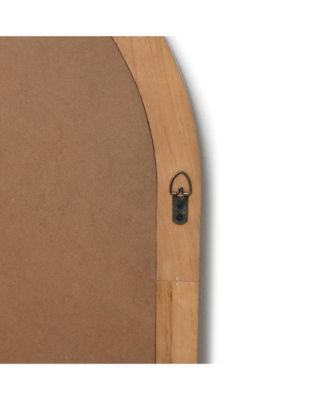 39.4'' Arched Wall Mirror with Carved Rubberwood Frame, Modern Farmhouse Accent