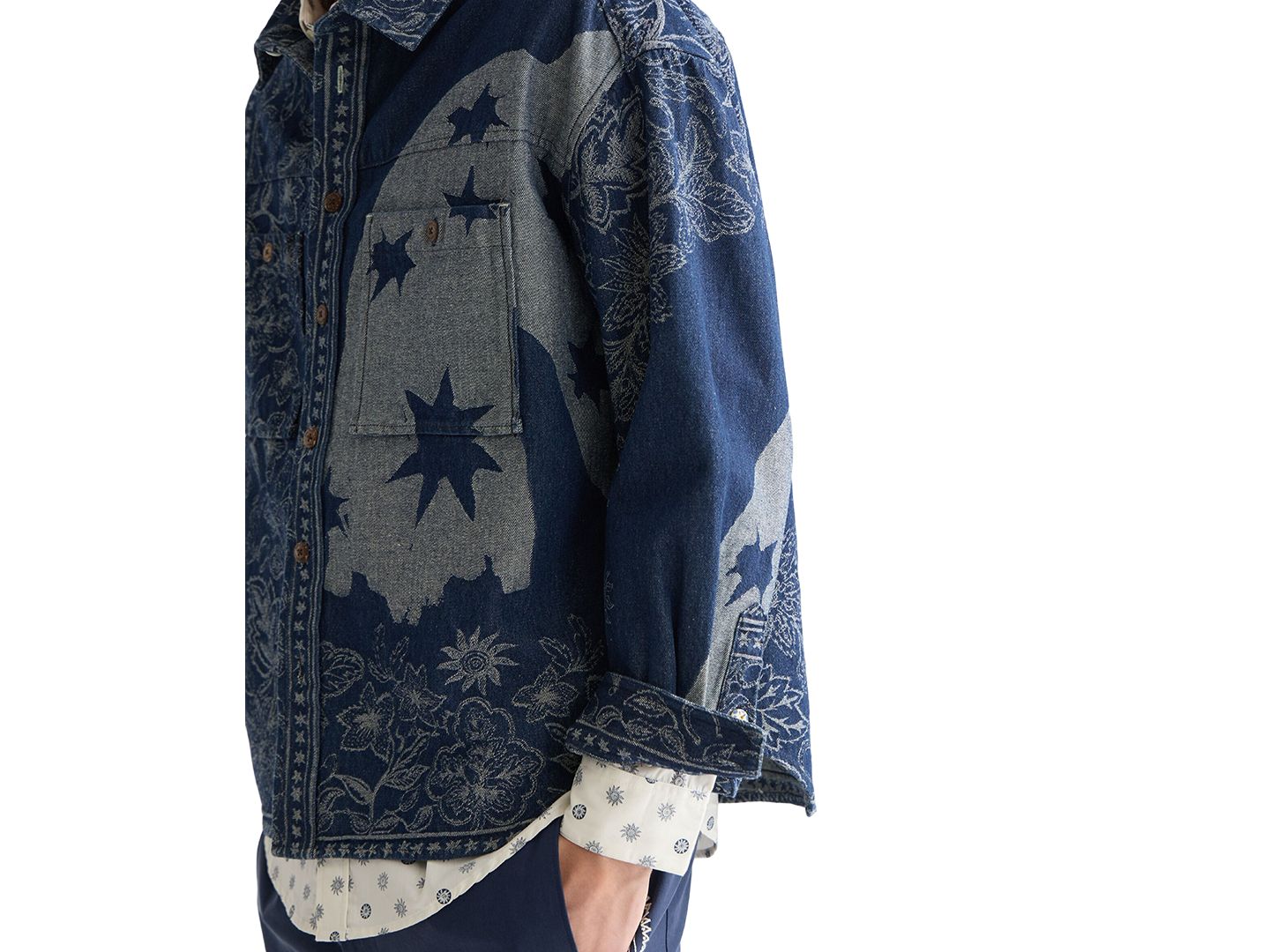 Мужская рубашка SCOTCH & SODA Long-Sleeve Jacquard Overshirt, цвет: Тёмно-синий — фото 3