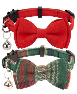 Breakaway Cat Collar with Bell Detachable Bowtie Adjustable Safety for Small Pets