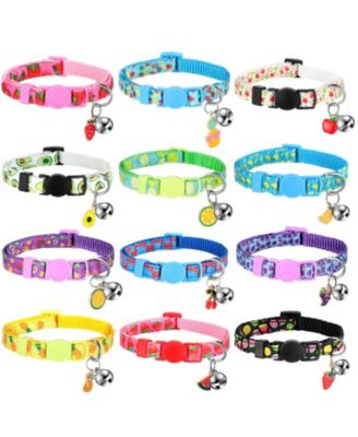 12 Summer Fruit Pattern Cat Collars Adjustable Safety Breakaway With Bell Soft Comfortable For Small Medium Pets