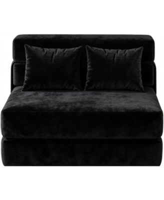 4-in-1 Folding Sofa Bed & Chair Bed - Convertible Sleeper, Fold Out Loveseat Sofa Couch with Pillow, Tufted Floor Lounge