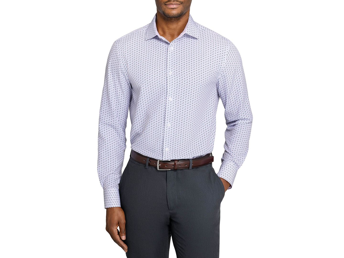 Мужская рубашка ConStruct Triangle Print Spread Collar Dress Shirt, цвет: Белый / Розовый — фото 3