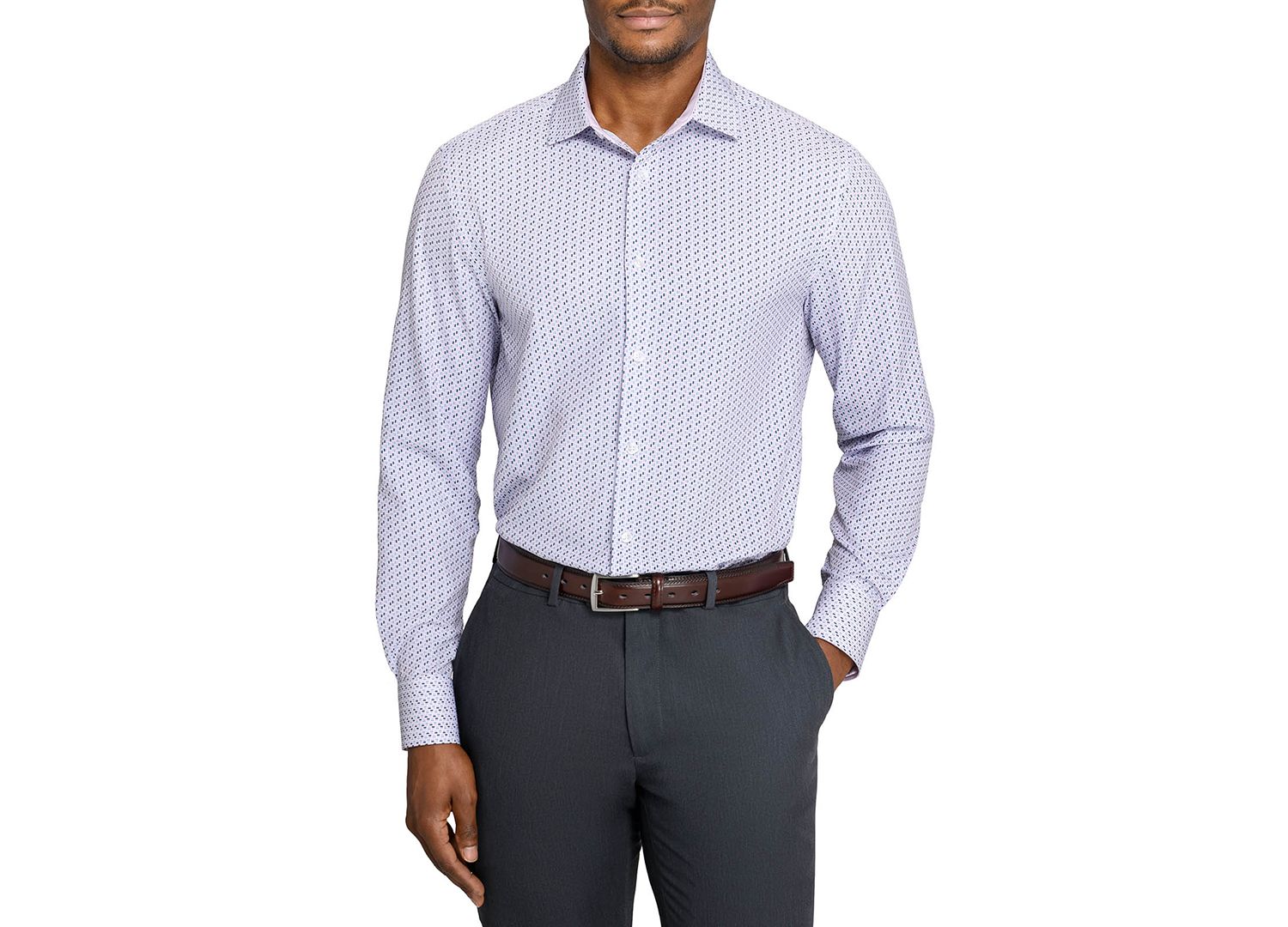 Men's Triangle Print Spread Collar Dress Shirt