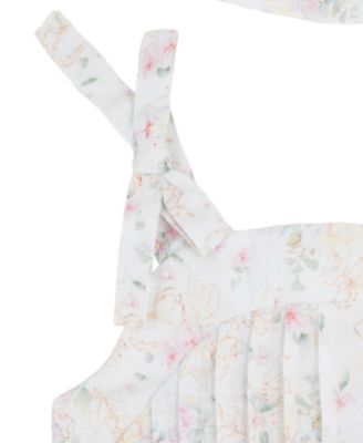 Baby Girls' Square Neck Bubble Romper with Hat