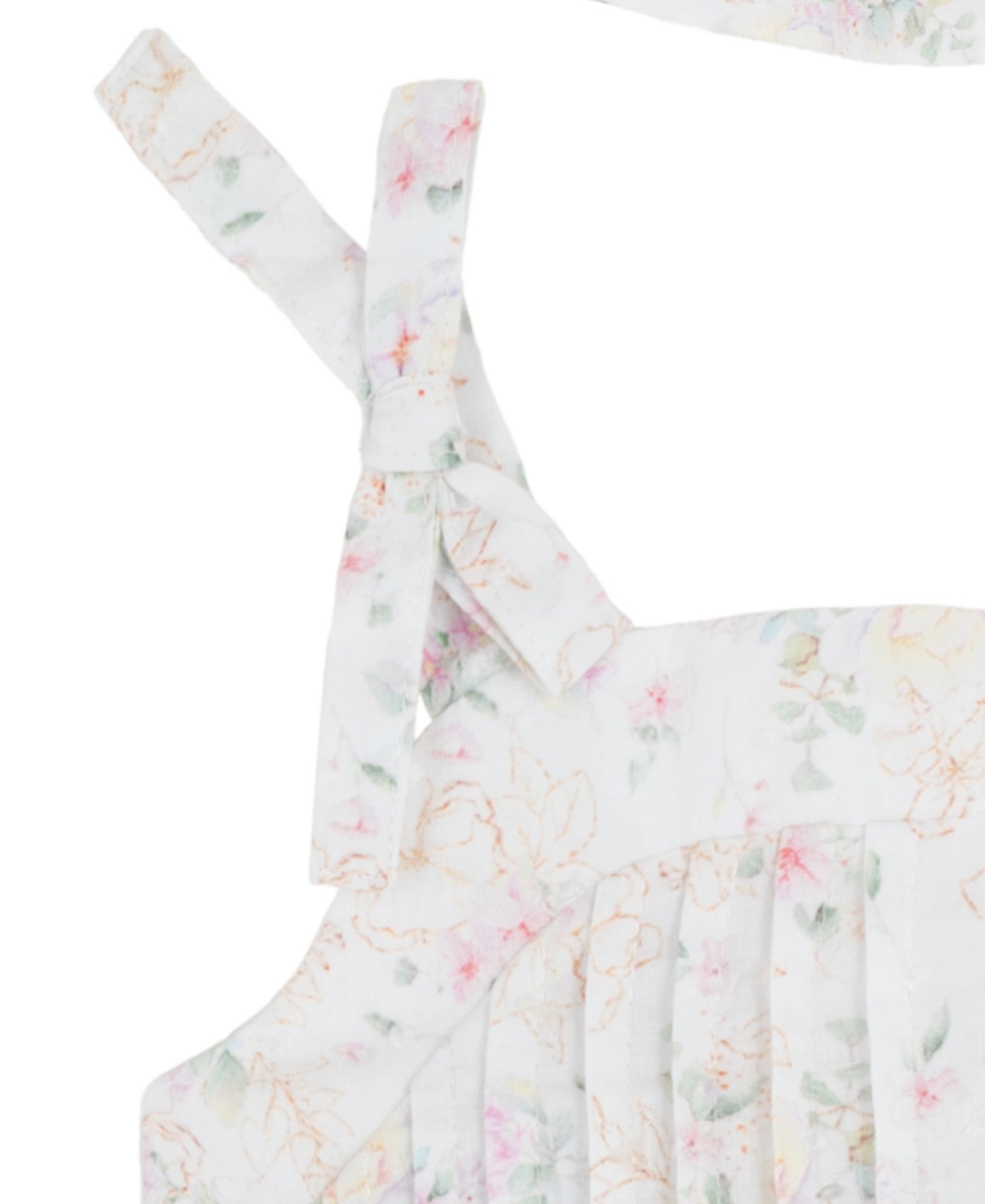Baby Girls' Square Neck Bubble Romper with Hat