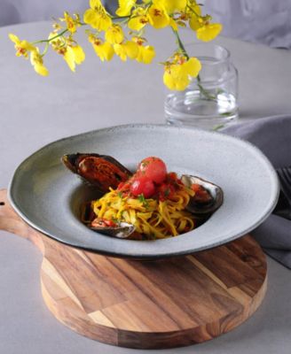 11.02" Stoneware Deep Rim Plates, Set of 4