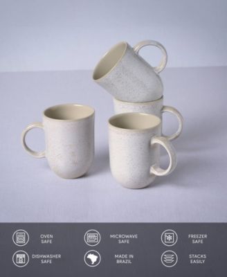 Stoneware Coup Mugs, Set of 4