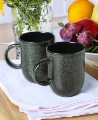 Stoneware Coup Mugs, Set of 4