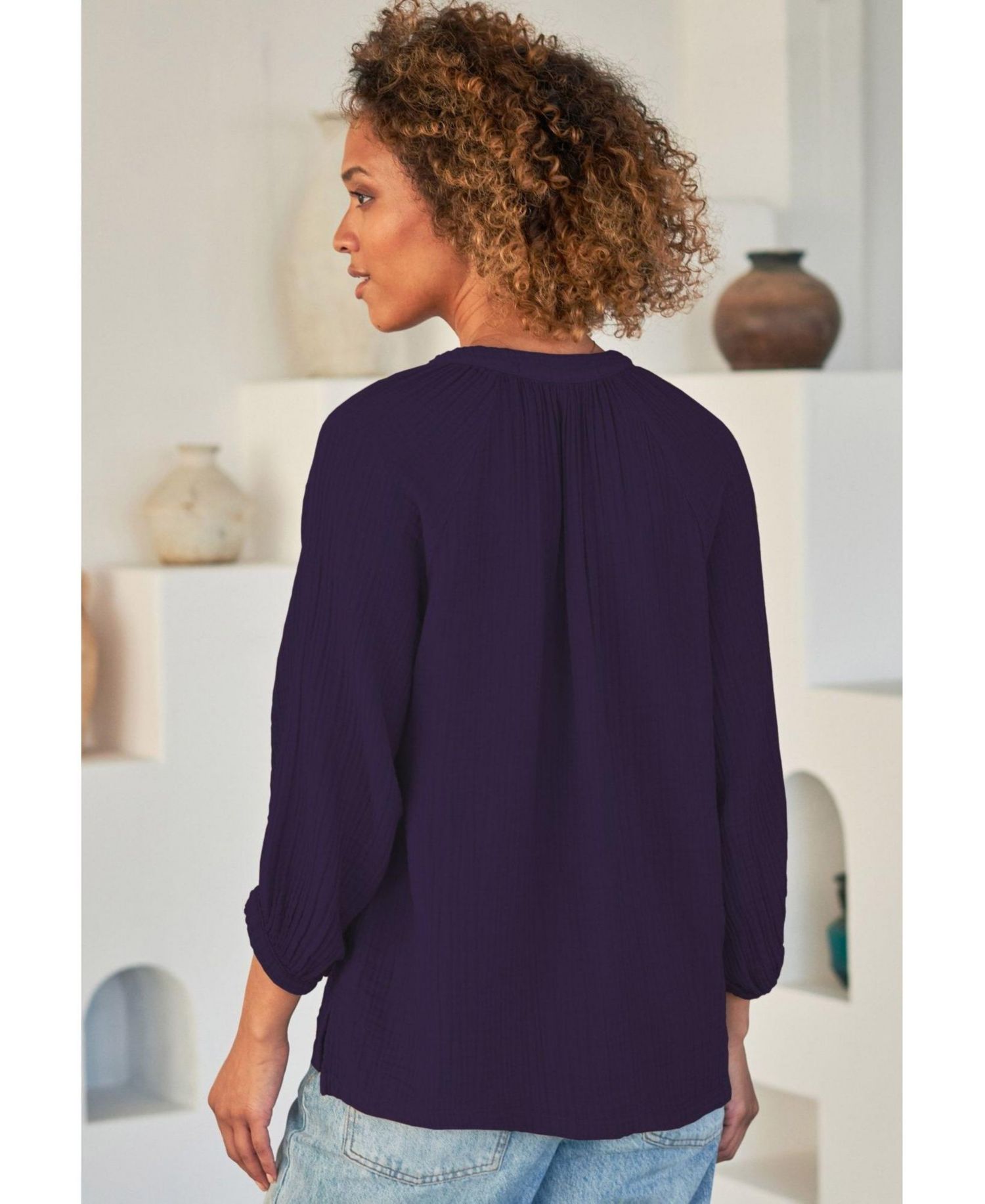 Women's Ocean+Main Fuchsia Gauze Top