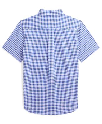 Big Boys' 8-20 Plaid Linen Short-Sleeve Shirt