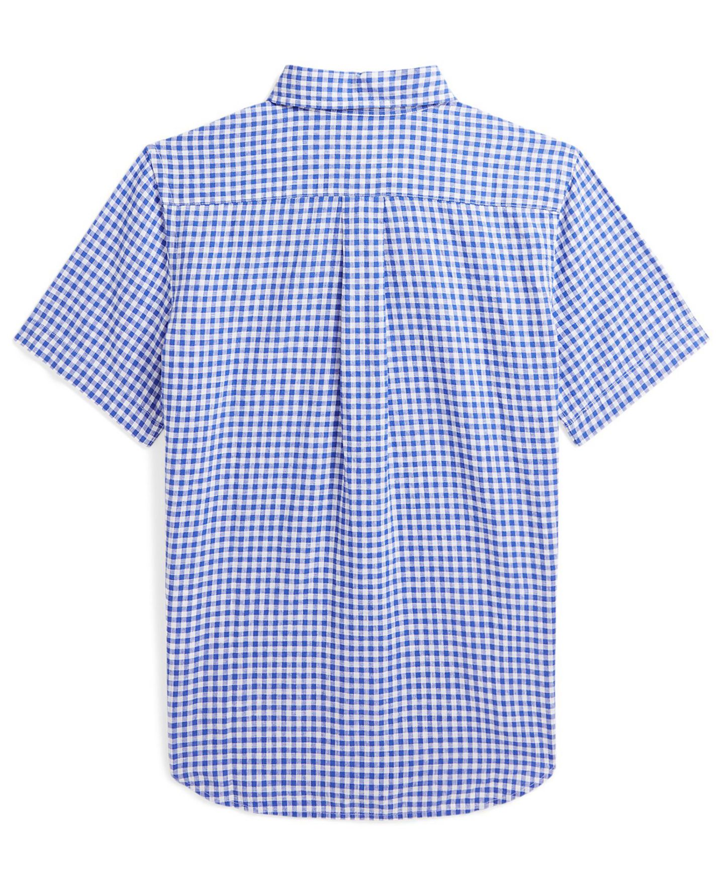 Рубашка Polo Ralph Lauren Plaid Linen Short-Sleeve Shirt для мальчиков, цвет: Королевский синий / Белый — фото 2