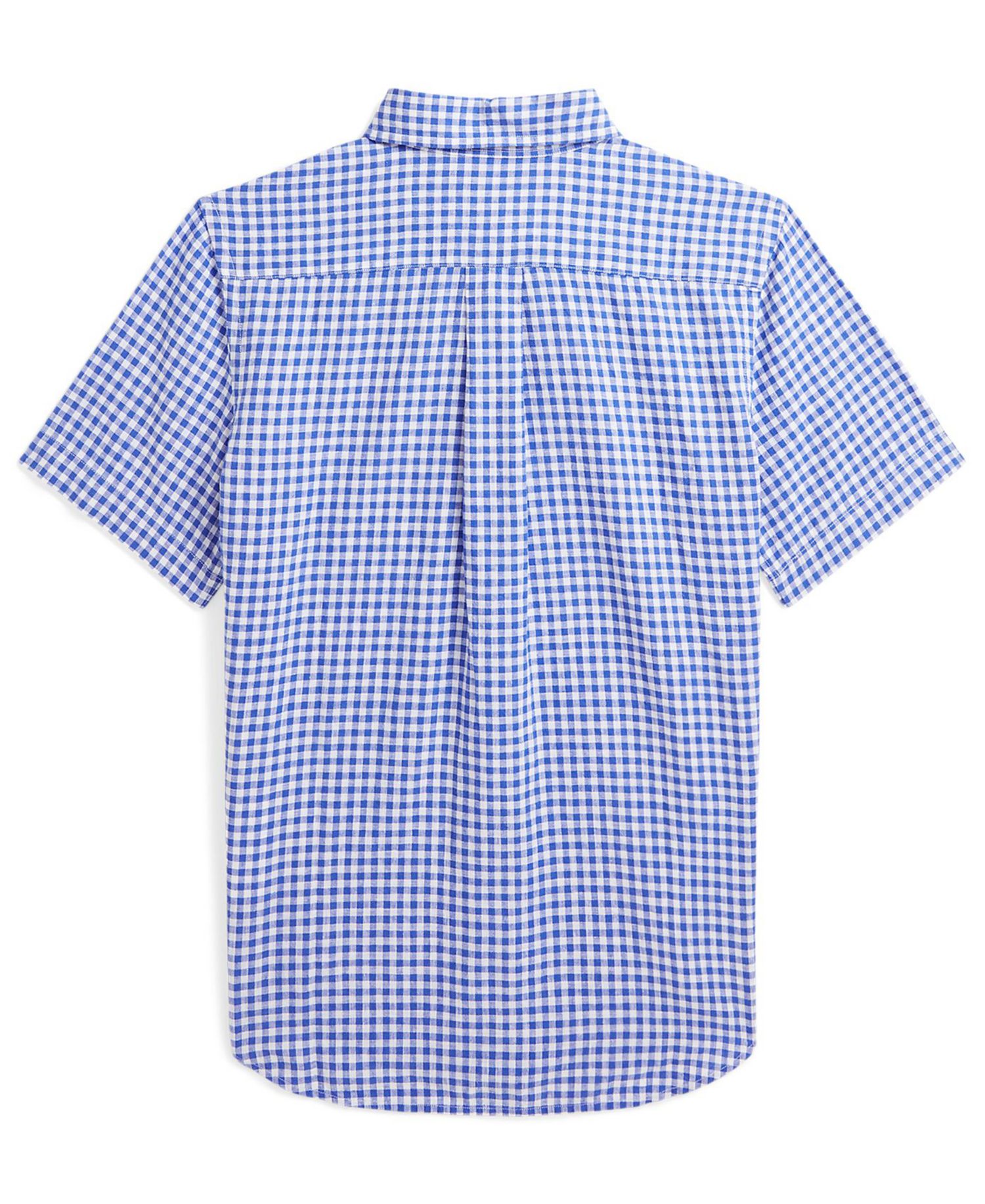 Big Boys' 8-20 Plaid Linen Short-Sleeve Shirt