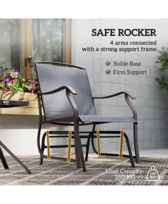 Set of 3 Rocking Glider Chair w/ Table Mesh Patio Outdoor Furniture