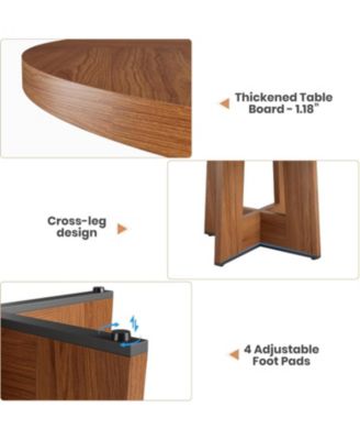 47'' Round Dining Table for 4 to 6 People, Space Saving Pedestal Base Table for Kitchen, Breakfast Nook and Small Dining Room