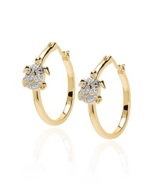 Diamond Accent (0.01  ct. t. w.) Turtle Hoop Earrings