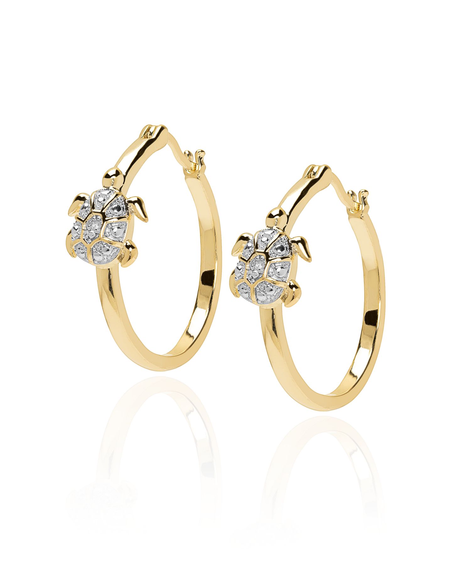 Diamond Accent (0.01 ct. t. w.) Turtle Hoop Earrings