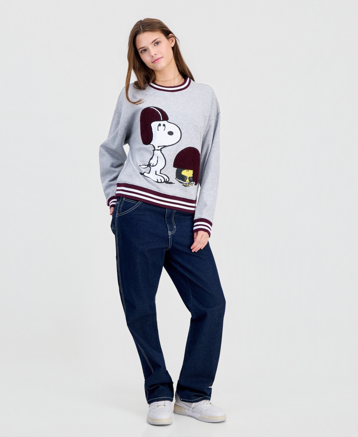 Peanuts Juniors' Snoopy Football Graphic Sweatshirt