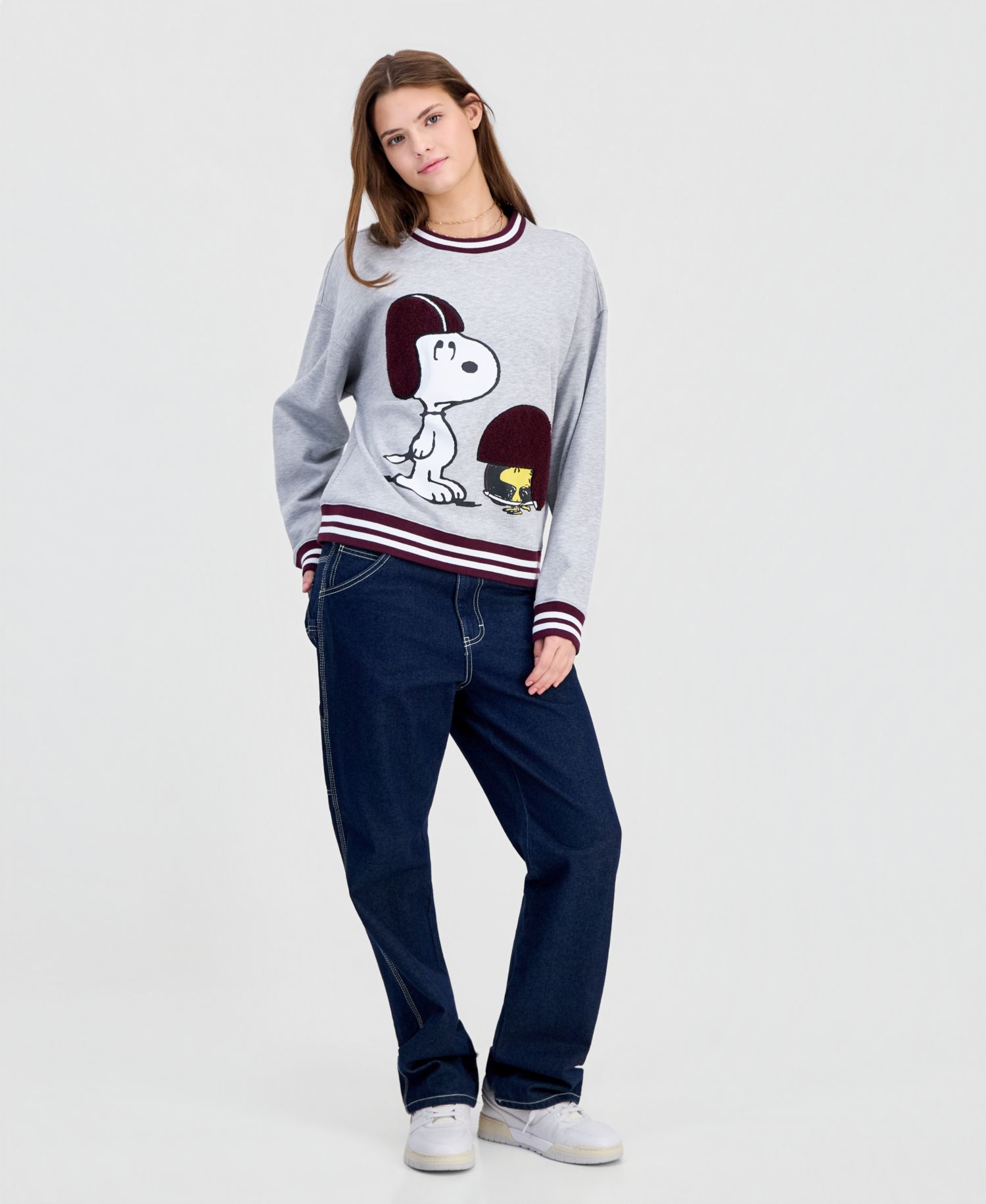 Juniors' Snoopy Football Graphic Sweatshirt
