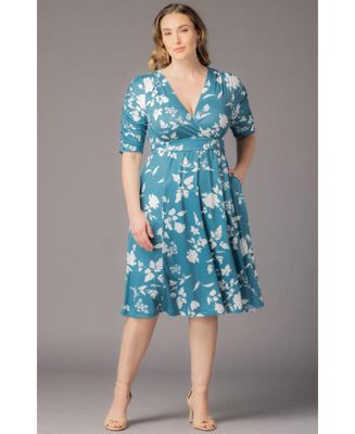 Plus Size Gabriella Ruched Sleeve Midi Dress with Pockets