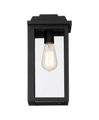 Eastcrest Modern Outdoor Wall Light Fixtures Set of 2 Textured Black Metal 14" Clear Glass for Post Exterior Barn Deck House