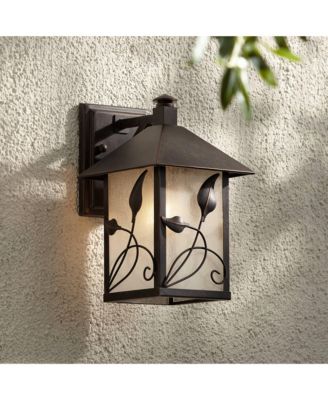 French Garden Rustic Farmhouse Outdoor Wall Light Fixtures Set of 2 Metal 12 1/2" Clear Seedy Glass for Post Exterior