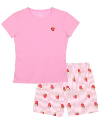 Girls' 6-16 Sweet Dreams Strawberry Print Top and Shorts, 2-Piece Set