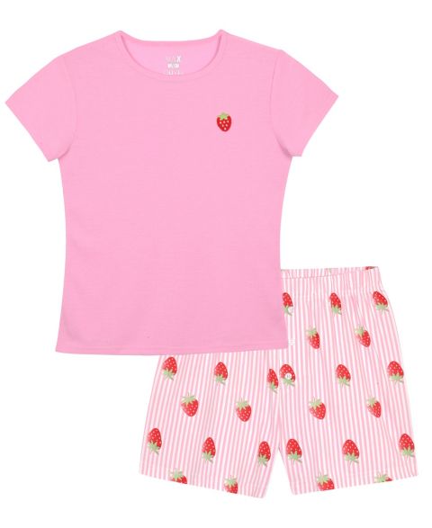 Комплект Max & Olivia Sweet Dreams Strawberry Print Top and Shorts, 2-Piece Set для девочек, цвет: Розовый