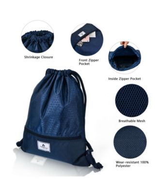 Drawstring Backpack String Bag with Zipper Pocket Foldable Design