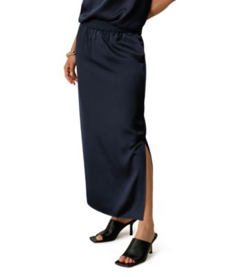 Women's Washable Silk Charmeuse Pull-on Skirt