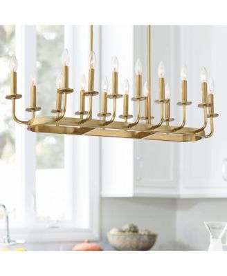Soft Gold Linear Pendant Chandelier 38 3/4" Wide Modern Open Frame 16-Light Fixture for Kitchen Island Dining Room House