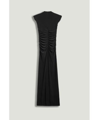 Women's Ruched Deep V-Neck Maxi Dress