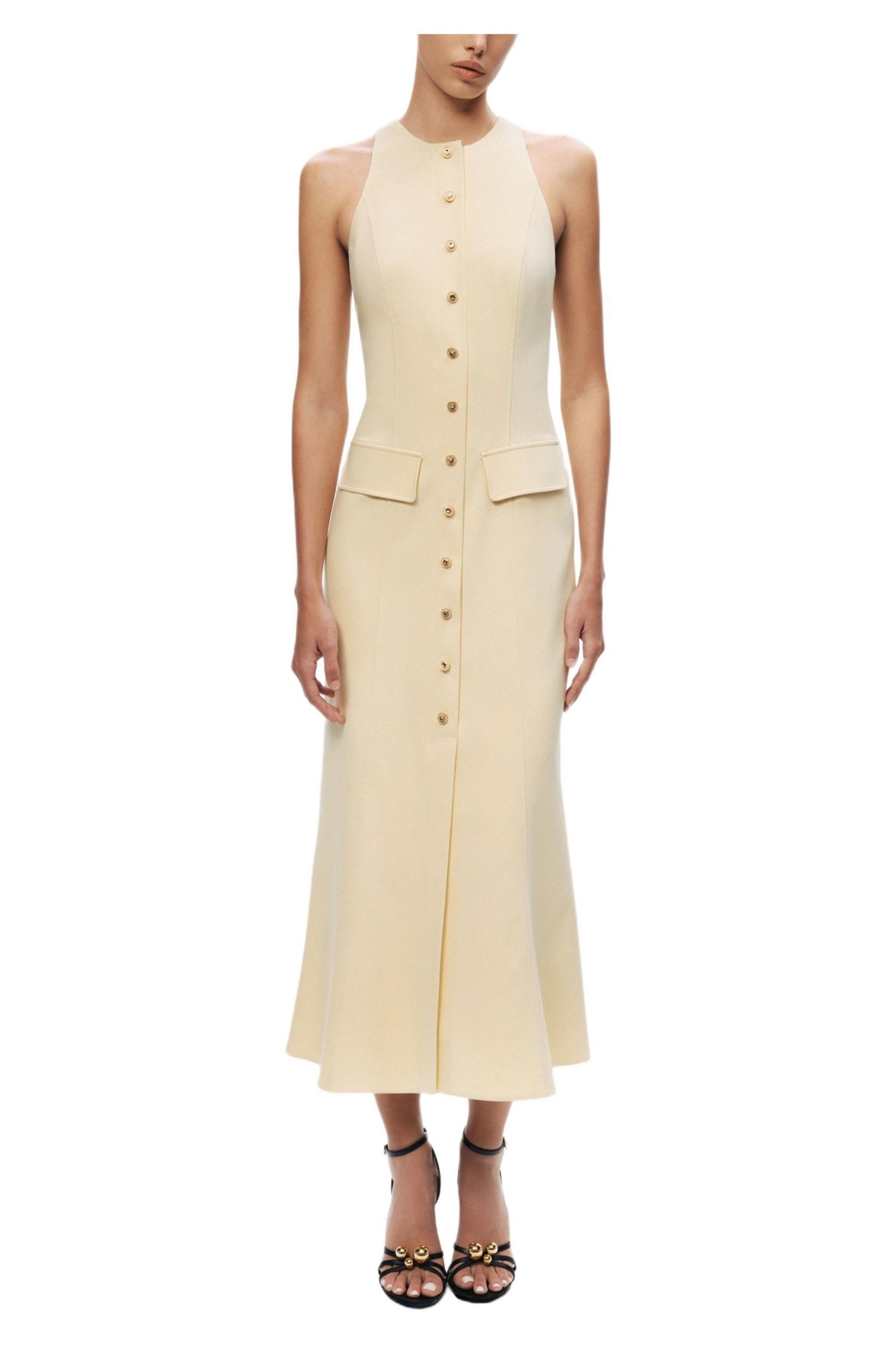 Women's Sleeveless Button-Front Midi Dress