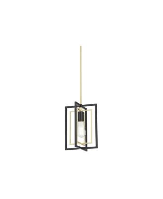 Nima Black Gold Mini Pendant Light 8" Wide Modern Open Rectangle Metal Fixture for Dining Room Kitchen Island
