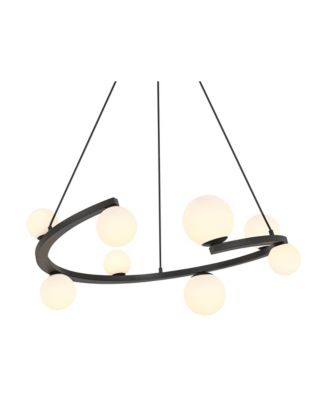 Possini Euro Kaliyah 35 1/2"W Matte Black and Glass 8-Light Chandelier