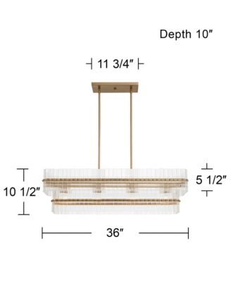 Possini Euro Emerson 36"W Matte Brass 4-Light Linear Island Pendant