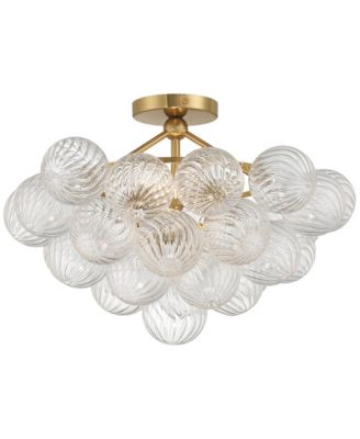 Possini Euro Albaro 18 1/2"W Soft Gold and Glass 2-Light Ceiling Light