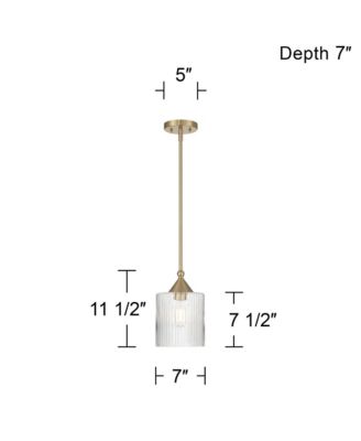 Possini Euro Krakow 7"W Satin Brass Fluted Glass Mini Pendant Light