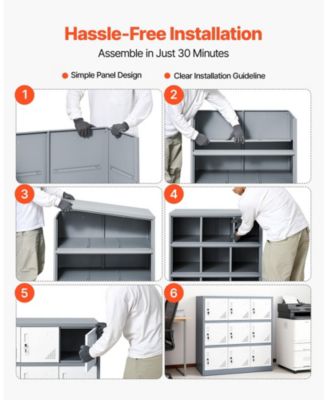 9 Doors Metal Locker, Lockable Steel Storage Cabinet, 66 lbs Loading Capacity, 2 Keys for Each Door, 3 Tiers Employee Lockers for Office, School