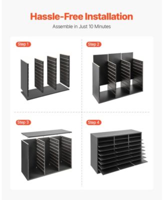 Literature Organizer, 27 Compartments Office Mailbox with Removable Shelves, Wooden Mailbox Sorter Particle Board Office Home Classroom Storage