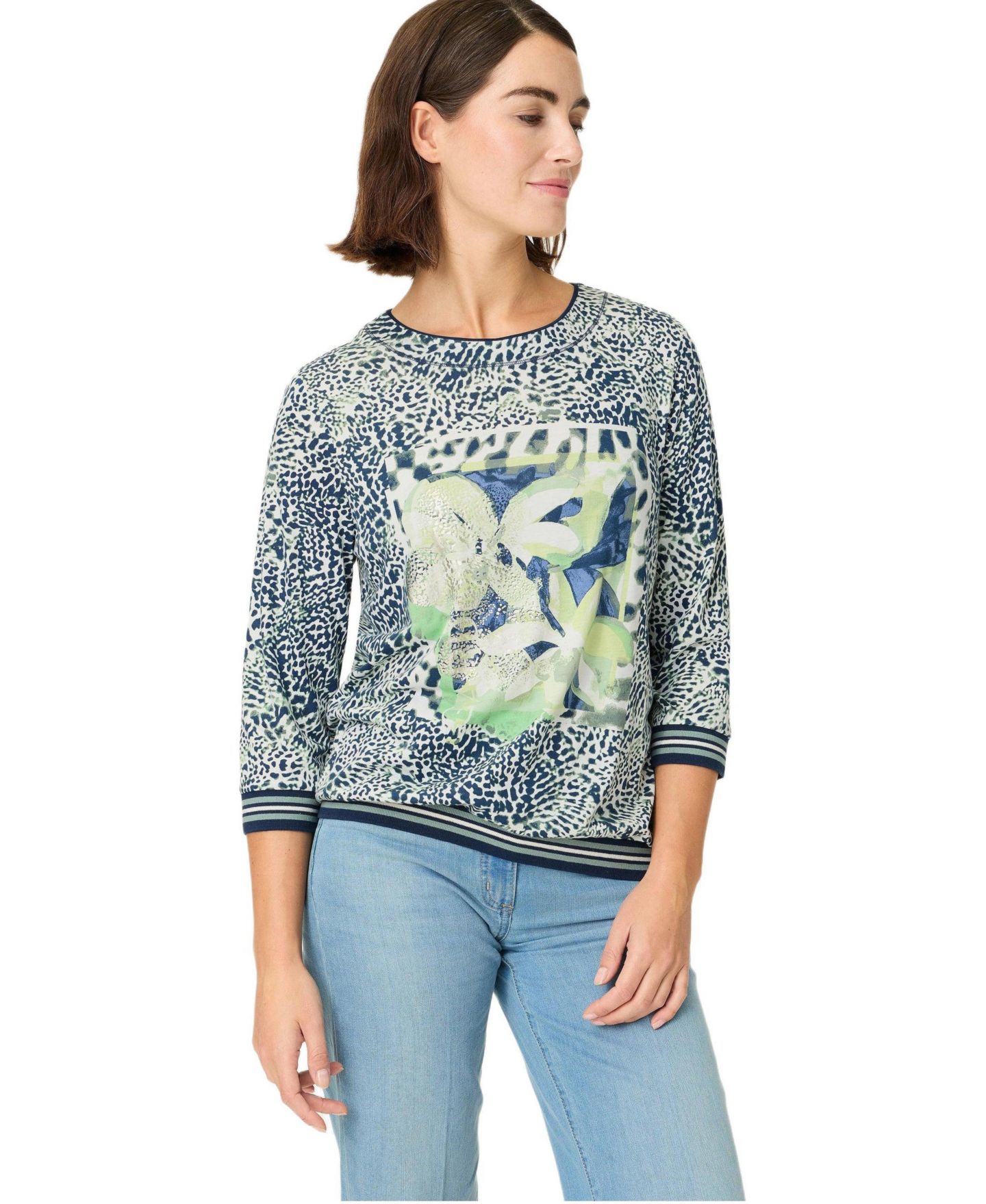 Женская футболка Olsen Animal Placement Print, цвет: Насыщенный тёмно-синий — фото 1
