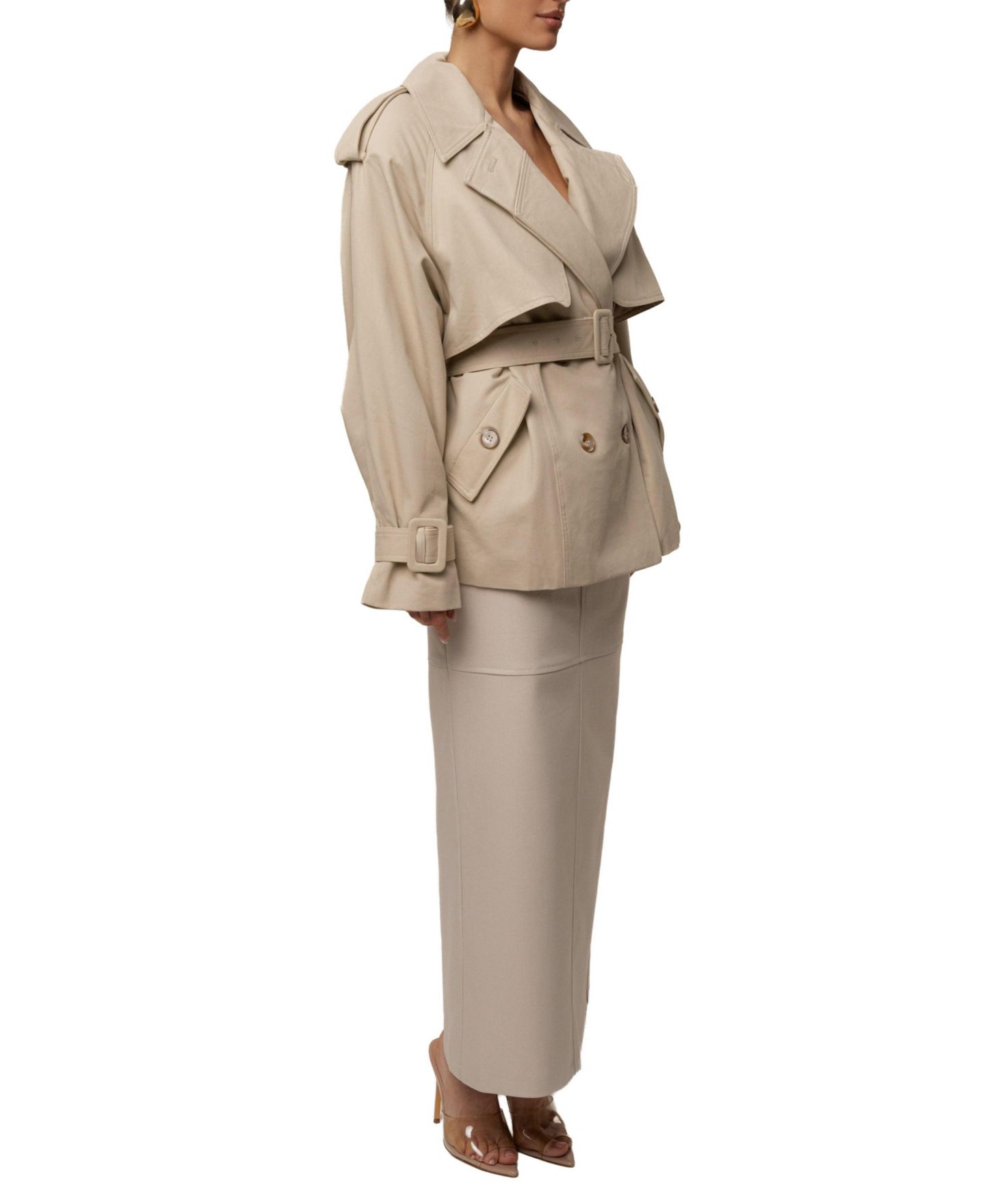Женское пальто JLUXLABEL Classic Oversized Trench, цвет: Бежевый — фото 7