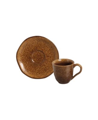Stoneware Coffee Cup and Saucer Set, Service for 6